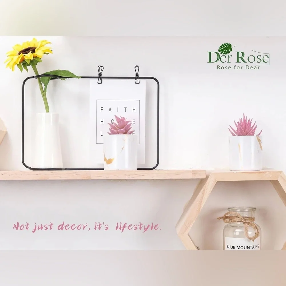 White Marble Mini Pot with Pink Succulent Accent - Home Accents